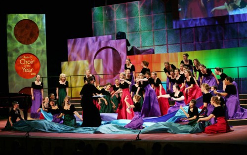 Charlotte Jackson conducting Amabile Girls' Choir at the BBC Radio 3 Choir of the Year 2006. Image credit: Patrick Olver, © Kallaway Ltd 2006